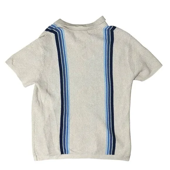 Marine Layer Mens XL Knit Polo Retro 70s Striped Preppy Mod Old Money Conrad